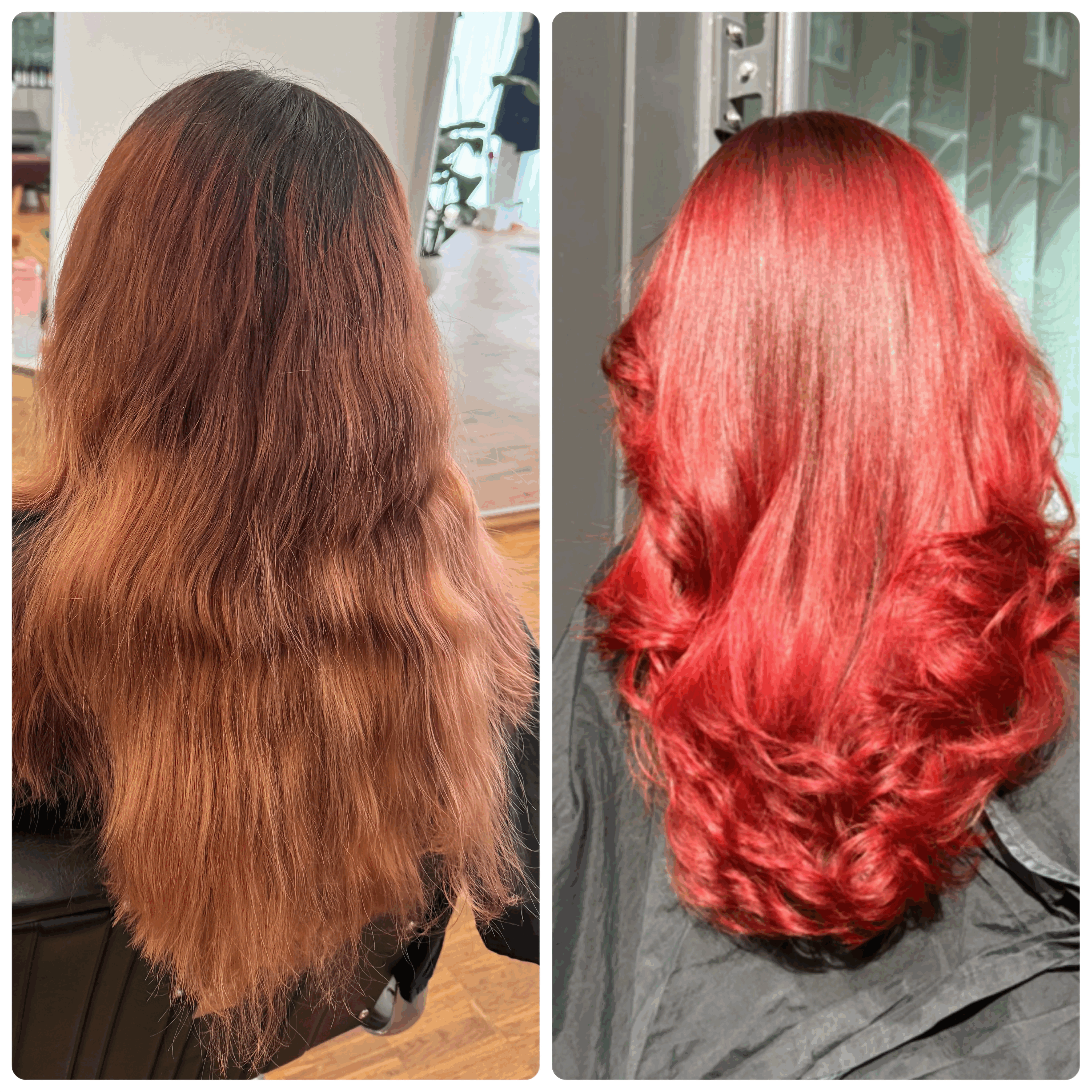 Kräftige rote Coloration mit glänzendem Styling